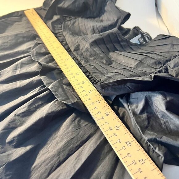 Nuuts A-Line Dress Black Ruffle Detail Women Size M Short Sleeves Zipper pockets - Picture 9 of 11